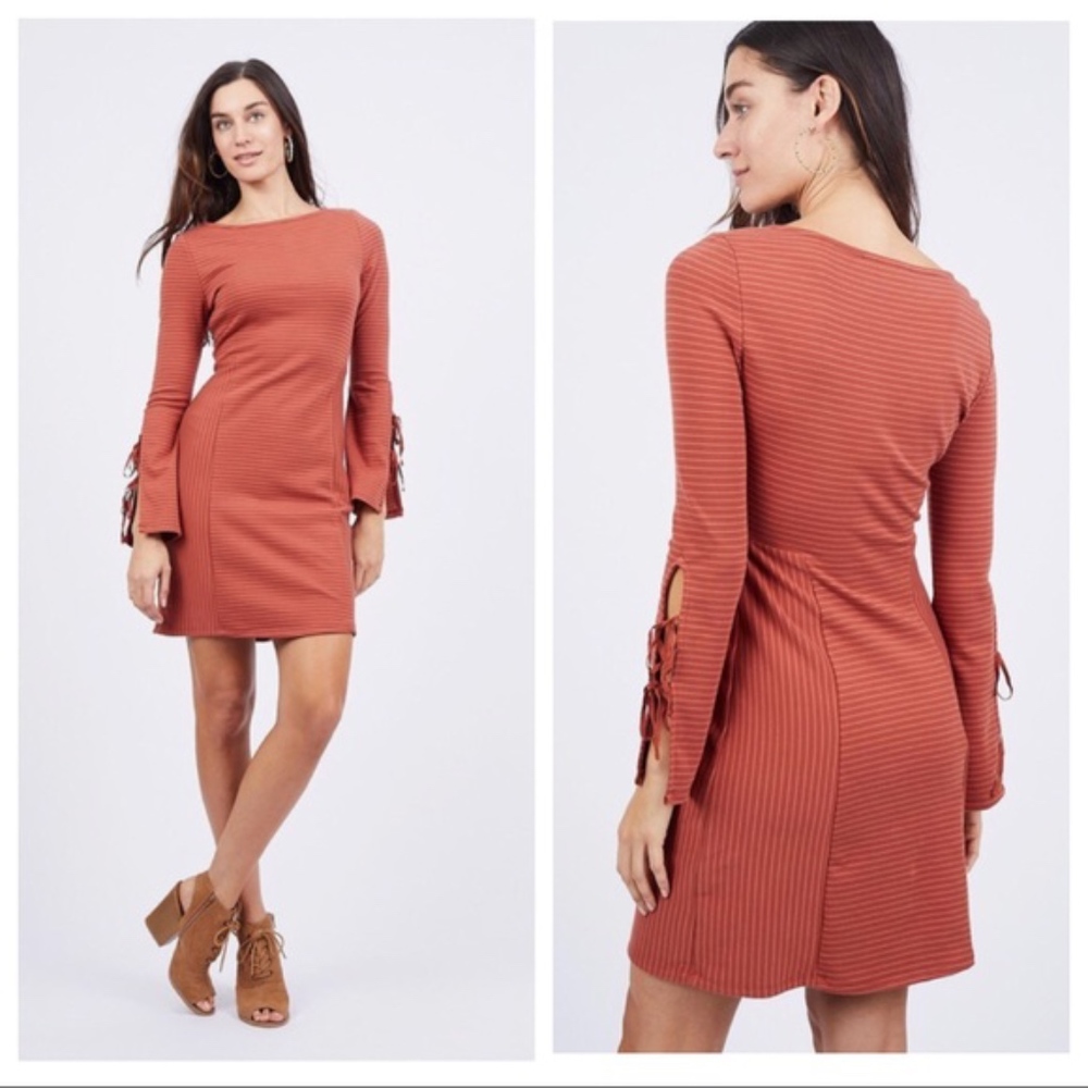 Summer & Sage Striped Bell Sleeve Dress